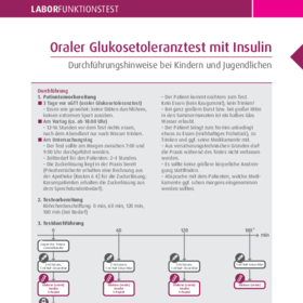 Oraler Glukosetoleranztest mit Insulin. Durchführungshinweise bei Kindern und Jugendlichen
