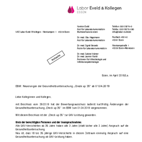 EBM: Neuerungen der Gesundheitsuntersuchung „Check up 35“ ab 01.04.2019